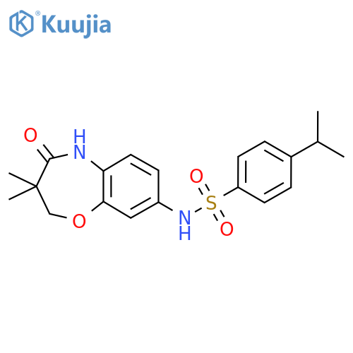 N-(3,3-dimethyl-4-oxo-2,3,4,5-tetrahydro-1,5-benzoxazepin-8-yl)-4-(propan-2-yl)benzene-1-sulfonamide structure