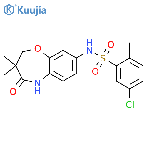 5-chloro-N-(3,3-dimethyl-4-oxo-2,3,4,5-tetrahydro-1,5-benzoxazepin-8-yl)-2-methylbenzene-1-sulfonamide structure