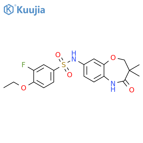 N-(3,3-dimethyl-4-oxo-2,3,4,5-tetrahydro-1,5-benzoxazepin-8-yl)-4-ethoxy-3-fluorobenzene-1-sulfonamide structure