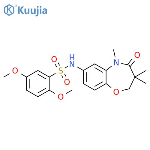 2,5-dimethoxy-N-(3,3,5-trimethyl-4-oxo-2,3,4,5-tetrahydro-1,5-benzoxazepin-7-yl)benzene-1-sulfonamide structure