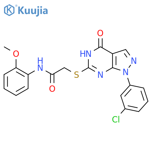 2-{1-(3-chlorophenyl)-4-hydroxy-1H-pyrazolo3,4-dpyrimidin-6-ylsulfanyl}-N-(2-methoxyphenyl)acetamide structure