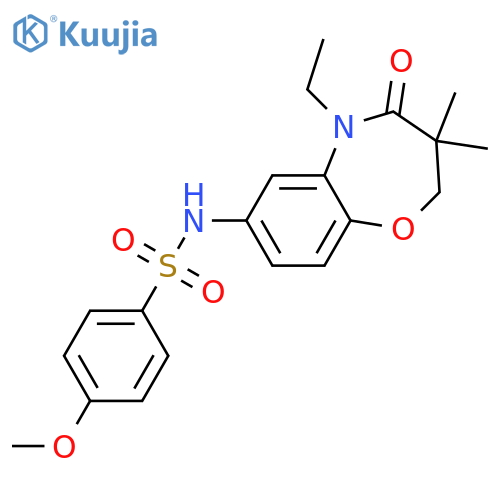 N-(5-ethyl-3,3-dimethyl-4-oxo-2,3,4,5-tetrahydro-1,5-benzoxazepin-7-yl)-4-methoxybenzene-1-sulfonamide structure