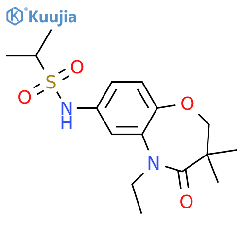 N-(5-ethyl-3,3-dimethyl-4-oxo-2,3,4,5-tetrahydro-1,5-benzoxazepin-7-yl)propane-2-sulfonamide structure