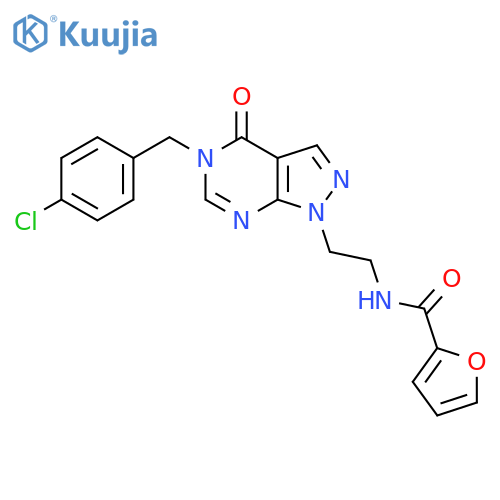 N-(2-{5-(4-chlorophenyl)methyl-4-oxo-1H,4H,5H-pyrazolo3,4-dpyrimidin-1-yl}ethyl)furan-2-carboxamide structure