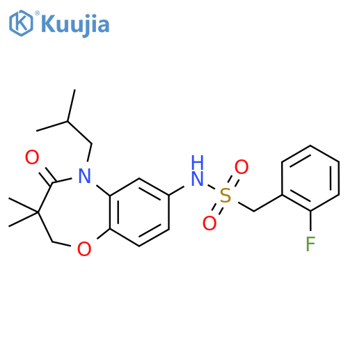 N-3,3-dimethyl-5-(2-methylpropyl)-4-oxo-2,3,4,5-tetrahydro-1,5-benzoxazepin-7-yl-1-(2-fluorophenyl)methanesulfonamide structure