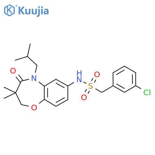 1-(3-chlorophenyl)-N-3,3-dimethyl-5-(2-methylpropyl)-4-oxo-2,3,4,5-tetrahydro-1,5-benzoxazepin-7-ylmethanesulfonamide structure