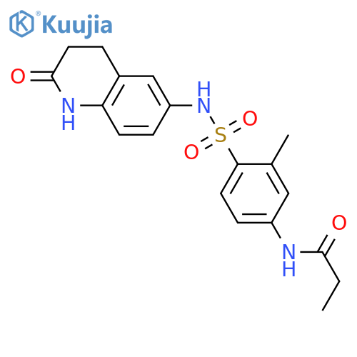 N-{3-methyl-4-(2-oxo-1,2,3,4-tetrahydroquinolin-6-yl)sulfamoylphenyl}propanamide structure