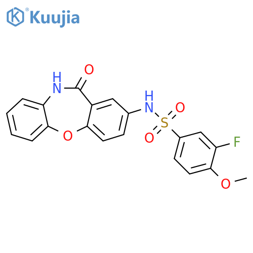 3-fluoro-4-methoxy-N-{10-oxo-2-oxa-9-azatricyclo9.4.0.0^{3,8}pentadeca-1(11),3(8),4,6,12,14-hexaen-13-yl}benzene-1-sulfonamide structure