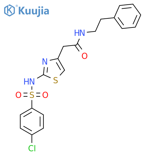 2-2-(4-chlorobenzenesulfonamido)-1,3-thiazol-4-yl-N-(2-phenylethyl)acetamide structure