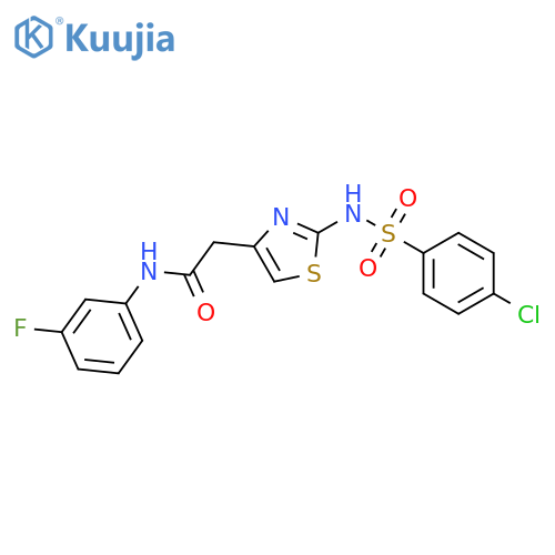 2-2-(4-chlorobenzenesulfonamido)-1,3-thiazol-4-yl-N-(3-fluorophenyl)acetamide structure