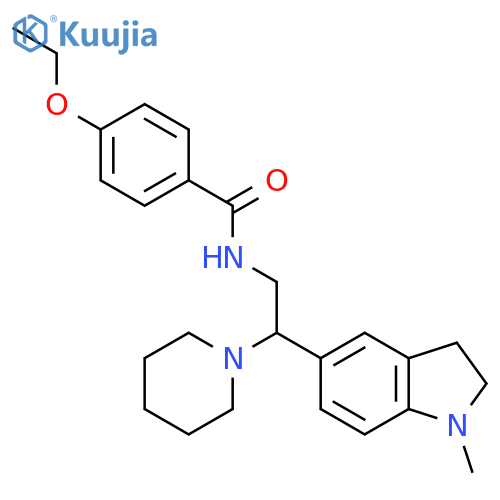 4-ethoxy-N-2-(1-methyl-2,3-dihydro-1H-indol-5-yl)-2-(piperidin-1-yl)ethylbenzamide structure