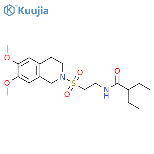 N-{2-(6,7-dimethoxy-1,2,3,4-tetrahydroisoquinolin-2-yl)sulfonylethyl}-2-ethylbutanamide structure