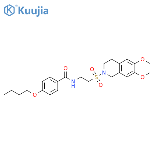 4-butoxy-N-{2-(6,7-dimethoxy-1,2,3,4-tetrahydroisoquinolin-2-yl)sulfonylethyl}benzamide structure
