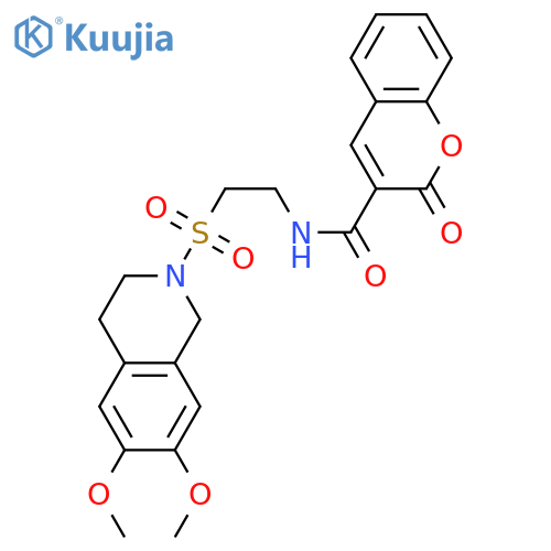 N-{2-(6,7-dimethoxy-1,2,3,4-tetrahydroisoquinolin-2-yl)sulfonylethyl}-2-oxo-2H-chromene-3-carboxamide structure