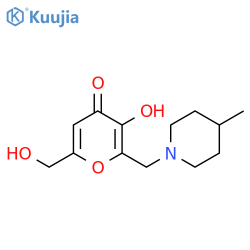 3-hydroxy-6-(hydroxymethyl)-2-[(4-methylpiperidin-1-yl)methyl]-4H-pyran-4-one structure