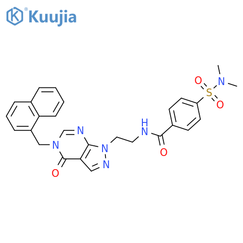 4-(dimethylsulfamoyl)-N-(2-{5-(naphthalen-1-yl)methyl-4-oxo-1H,4H,5H-pyrazolo3,4-dpyrimidin-1-yl}ethyl)benzamide structure