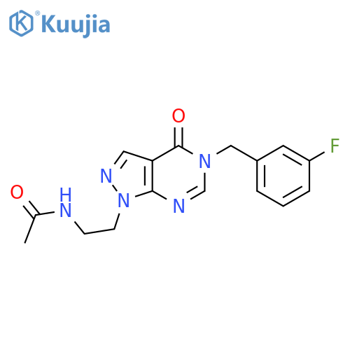 N-(2-{5-(3-fluorophenyl)methyl-4-oxo-1H,4H,5H-pyrazolo3,4-dpyrimidin-1-yl}ethyl)acetamide structure