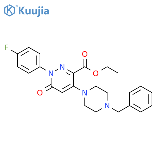 ethyl 4-(4-benzylpiperazin-1-yl)-1-(4-fluorophenyl)-6-oxo-1,6-dihydropyridazine-3-carboxylate structure