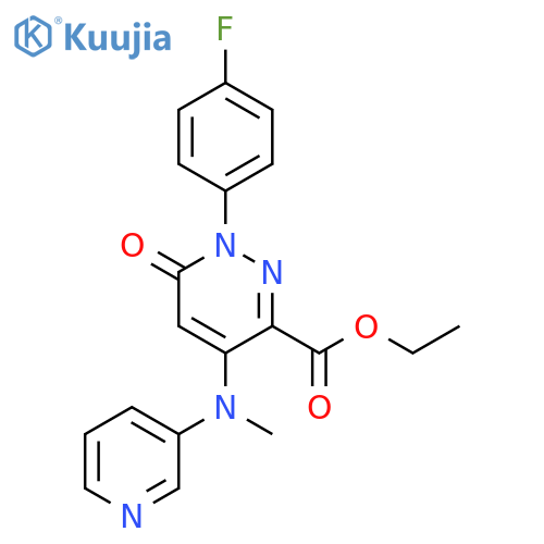 ethyl 1-(4-fluorophenyl)-6-oxo-4-{(pyridin-3-yl)methylamino}-1,6-dihydropyridazine-3-carboxylate structure