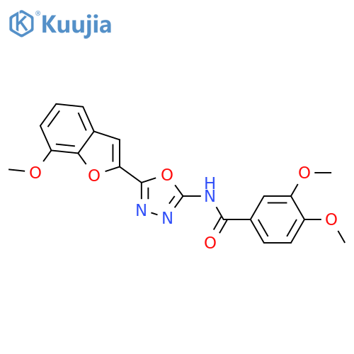 3,4-dimethoxy-N-5-(7-methoxy-1-benzofuran-2-yl)-1,3,4-oxadiazol-2-ylbenzamide structure