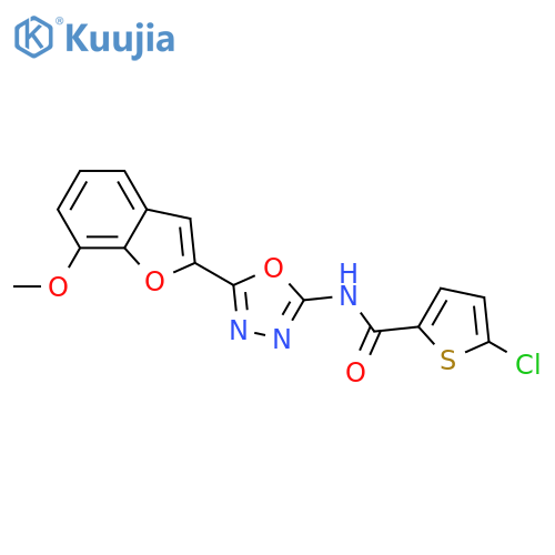 5-chloro-N-5-(7-methoxy-1-benzofuran-2-yl)-1,3,4-oxadiazol-2-ylthiophene-2-carboxamide structure