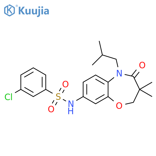 3-chloro-N-3,3-dimethyl-5-(2-methylpropyl)-4-oxo-2,3,4,5-tetrahydro-1,5-benzoxazepin-8-ylbenzene-1-sulfonamide structure