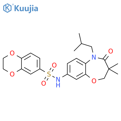 N-3,3-dimethyl-5-(2-methylpropyl)-4-oxo-2,3,4,5-tetrahydro-1,5-benzoxazepin-8-yl-2,3-dihydro-1,4-benzodioxine-6-sulfonamide structure