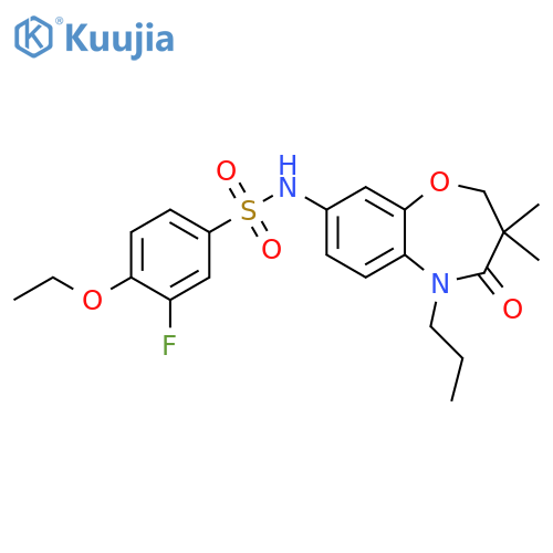 N-(3,3-dimethyl-4-oxo-5-propyl-2,3,4,5-tetrahydro-1,5-benzoxazepin-8-yl)-4-ethoxy-3-fluorobenzene-1-sulfonamide structure