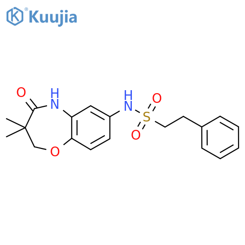 N-(3,3-dimethyl-4-oxo-2,3,4,5-tetrahydro-1,5-benzoxazepin-7-yl)-2-phenylethane-1-sulfonamide structure