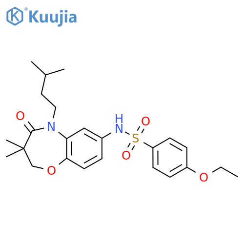 N-3,3-dimethyl-5-(3-methylbutyl)-4-oxo-2,3,4,5-tetrahydro-1,5-benzoxazepin-7-yl-4-ethoxybenzene-1-sulfonamide structure