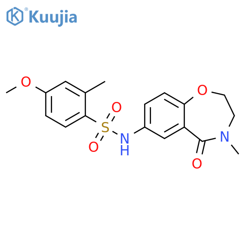 4-methoxy-2-methyl-N-(4-methyl-5-oxo-2,3,4,5-tetrahydro-1,4-benzoxazepin-7-yl)benzene-1-sulfonamide structure