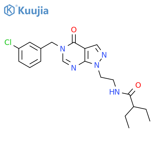 N-(2-{5-(3-chlorophenyl)methyl-4-oxo-1H,4H,5H-pyrazolo3,4-dpyrimidin-1-yl}ethyl)-2-ethylbutanamide structure