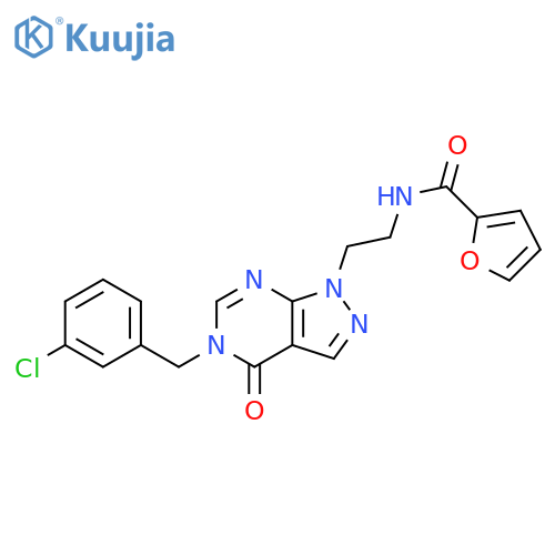 N-(2-{5-(3-chlorophenyl)methyl-4-oxo-1H,4H,5H-pyrazolo3,4-dpyrimidin-1-yl}ethyl)furan-2-carboxamide structure