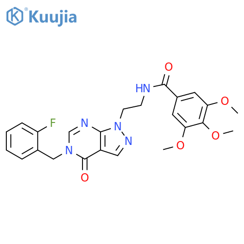 N-(2-{5-(2-fluorophenyl)methyl-4-oxo-1H,4H,5H-pyrazolo3,4-dpyrimidin-1-yl}ethyl)-3,4,5-trimethoxybenzamide structure
