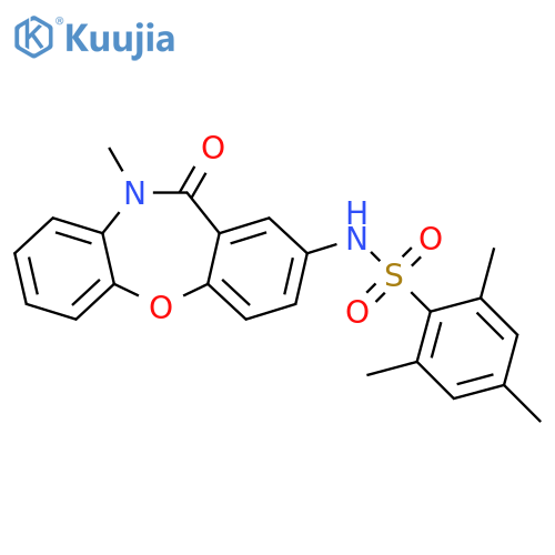 2,4,6-trimethyl-N-{9-methyl-10-oxo-2-oxa-9-azatricyclo9.4.0.0^{3,8}pentadeca-1(11),3(8),4,6,12,14-hexaen-13-yl}benzene-1-sulfonamide structure