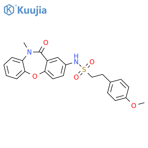 2-(4-methoxyphenyl)-N-{9-methyl-10-oxo-2-oxa-9-azatricyclo9.4.0.0^{3,8}pentadeca-1(11),3(8),4,6,12,14-hexaen-13-yl}ethane-1-sulfonamide structure