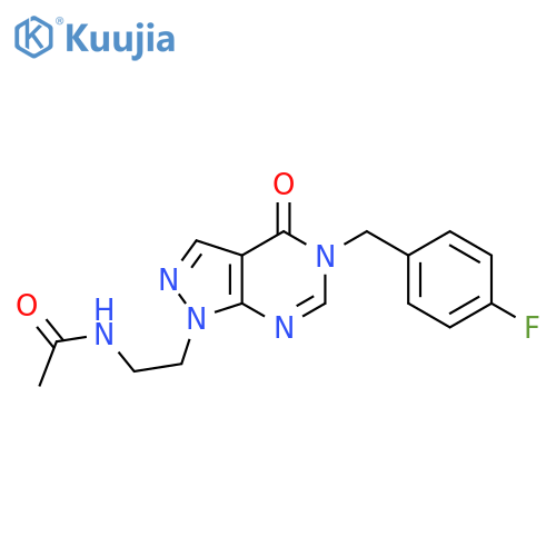 N-(2-{5-(4-fluorophenyl)methyl-4-oxo-1H,4H,5H-pyrazolo3,4-dpyrimidin-1-yl}ethyl)acetamide structure
