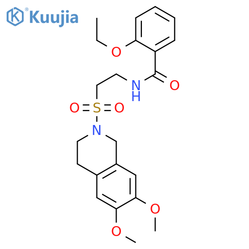 N-{2-(6,7-dimethoxy-1,2,3,4-tetrahydroisoquinolin-2-yl)sulfonylethyl}-2-ethoxybenzamide structure