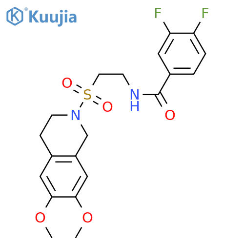 N-{2-(6,7-dimethoxy-1,2,3,4-tetrahydroisoquinolin-2-yl)sulfonylethyl}-3,4-difluorobenzamide structure