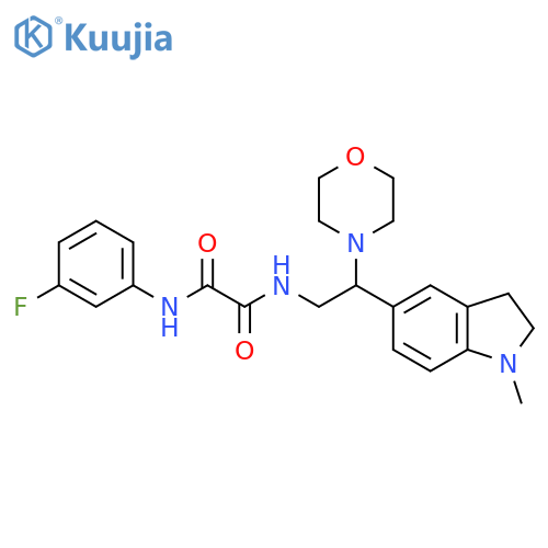 N'-(3-fluorophenyl)-N-2-(1-methyl-2,3-dihydro-1H-indol-5-yl)-2-(morpholin-4-yl)ethylethanediamide structure