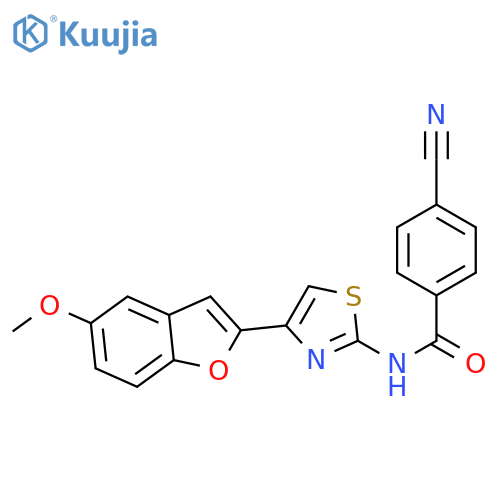 4-cyano-N-4-(5-methoxy-1-benzofuran-2-yl)-1,3-thiazol-2-ylbenzamide structure