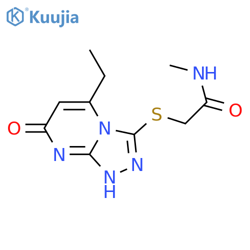 2-({5-ethyl-7-oxo-7H,8H-1,2,4triazolo4,3-apyrimidin-3-yl}sulfanyl)-N-methylacetamide structure