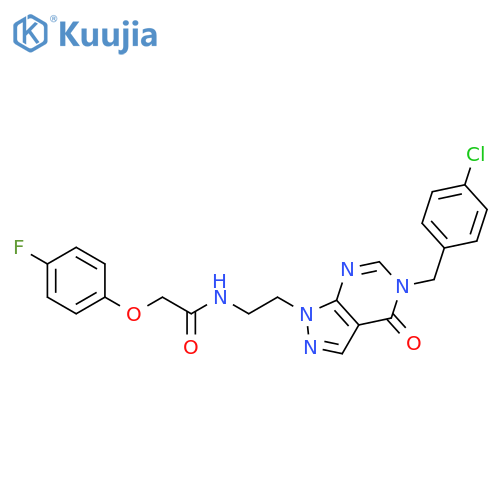 N-(2-{5-(4-chlorophenyl)methyl-4-oxo-1H,4H,5H-pyrazolo3,4-dpyrimidin-1-yl}ethyl)-2-(4-fluorophenoxy)acetamide structure