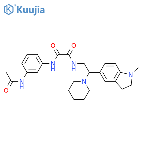 N'-(3-acetamidophenyl)-N-2-(1-methyl-2,3-dihydro-1H-indol-5-yl)-2-(piperidin-1-yl)ethylethanediamide structure