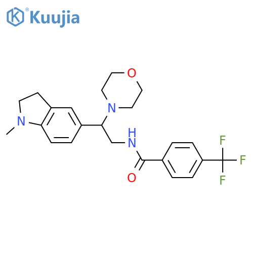 N-2-(1-methyl-2,3-dihydro-1H-indol-5-yl)-2-(morpholin-4-yl)ethyl-4-(trifluoromethyl)benzamide structure