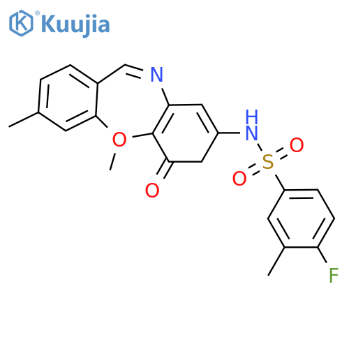 N-{6,9-dimethyl-10-oxo-2-oxa-9-azatricyclo9.4.0.0^{3,8}pentadeca-1(11),3(8),4,6,12,14-hexaen-13-yl}-4-fluoro-3-methylbenzene-1-sulfonamide structure