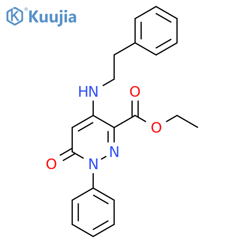 ethyl 6-oxo-1-phenyl-4-(2-phenylethyl)amino-1,6-dihydropyridazine-3-carboxylate structure
