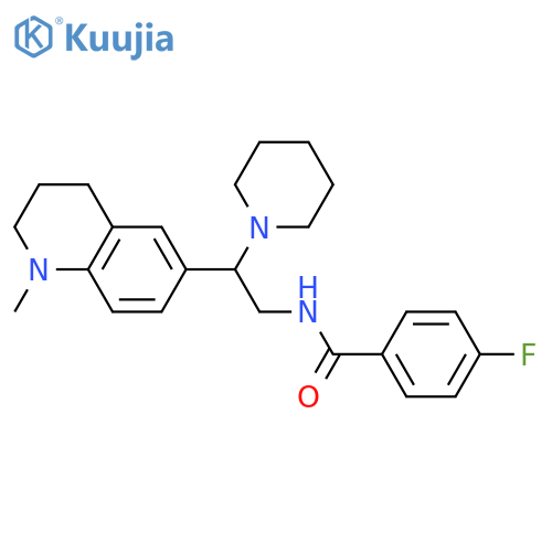 4-fluoro-N-2-(1-methyl-1,2,3,4-tetrahydroquinolin-6-yl)-2-(piperidin-1-yl)ethylbenzamide structure