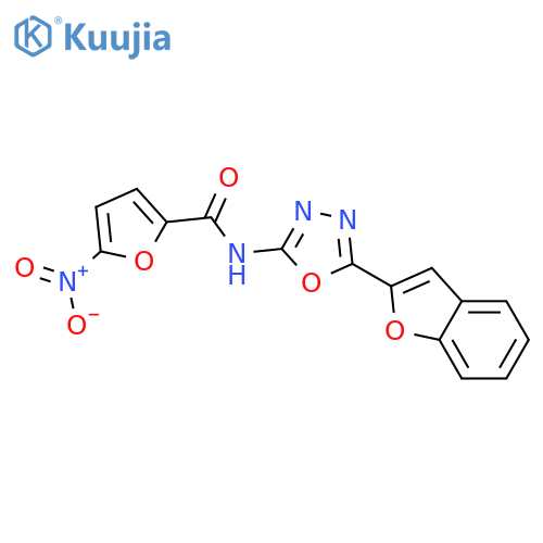 N-5-(1-benzofuran-2-yl)-1,3,4-oxadiazol-2-yl-5-nitrofuran-2-carboxamide structure