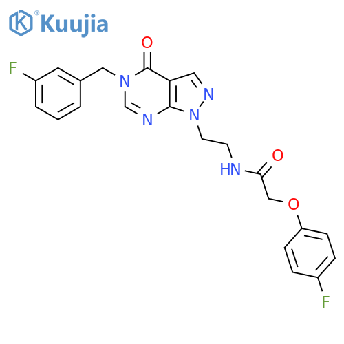 2-(4-fluorophenoxy)-N-(2-{5-(3-fluorophenyl)methyl-4-oxo-1H,4H,5H-pyrazolo3,4-dpyrimidin-1-yl}ethyl)acetamide structure